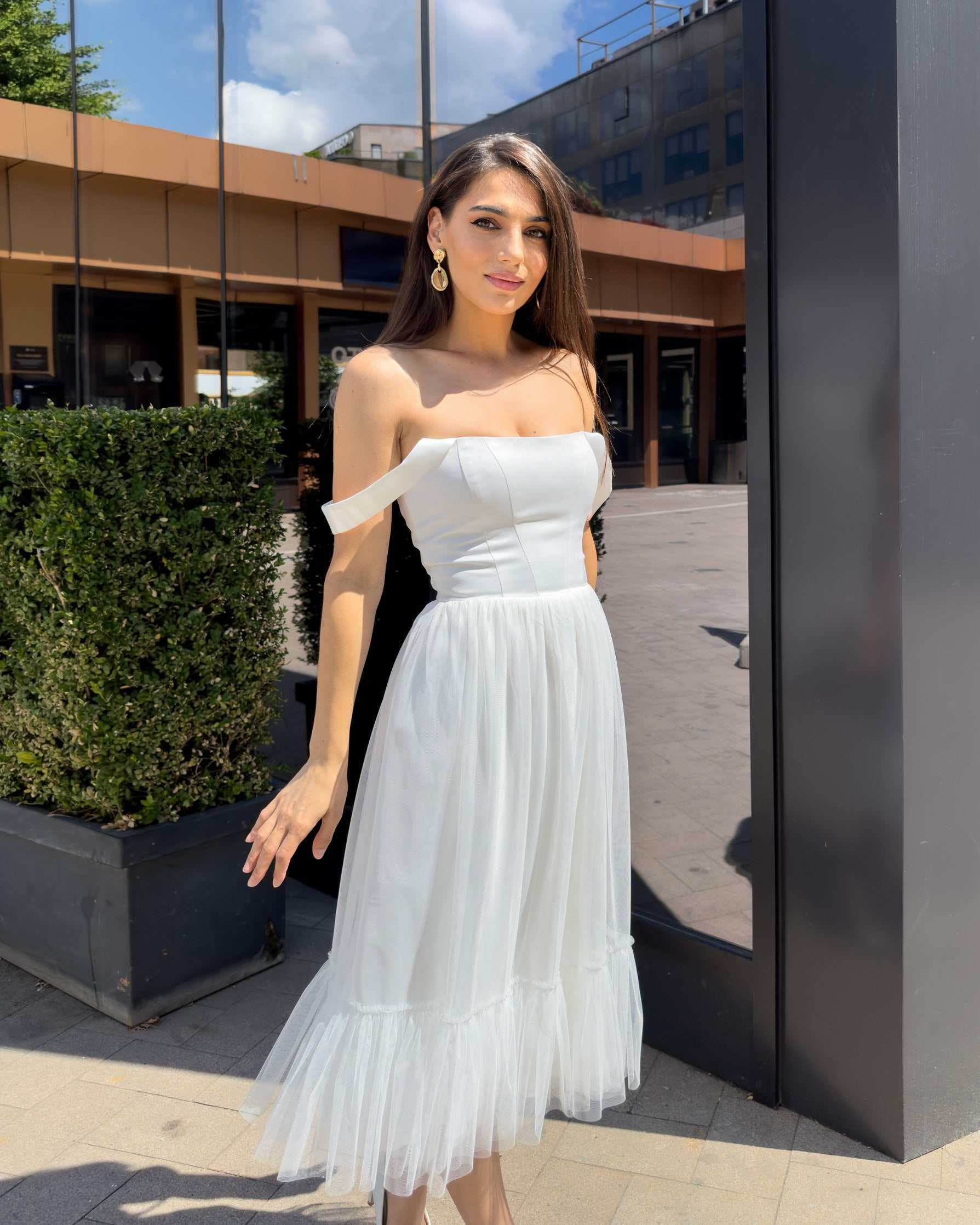 Rochie cununie civila cu corset reglabil și material premium.