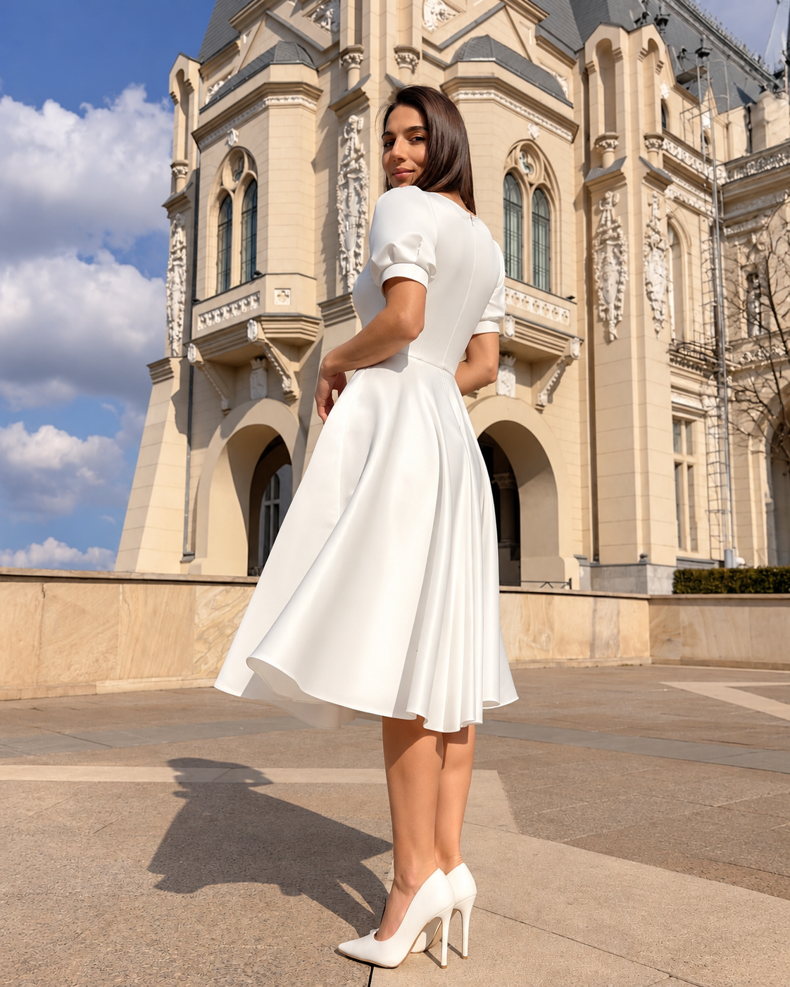 Vestido blanco para ceremonia civil elegante